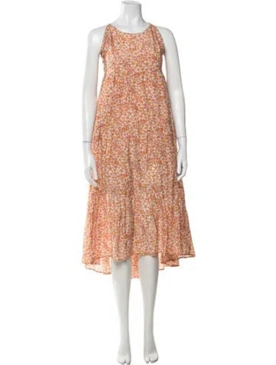 Pre-owned Xirena Floral Print Midi Length Dress In Orange