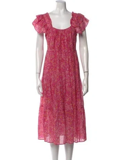 Pre-owned Xirena Floral Print Midi Length Dress In Pink