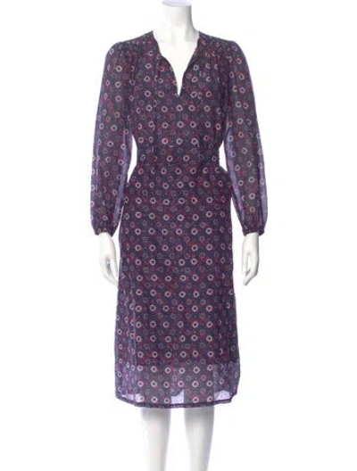 Pre-owned Xirena Floral Print Midi Length Dress In Purple