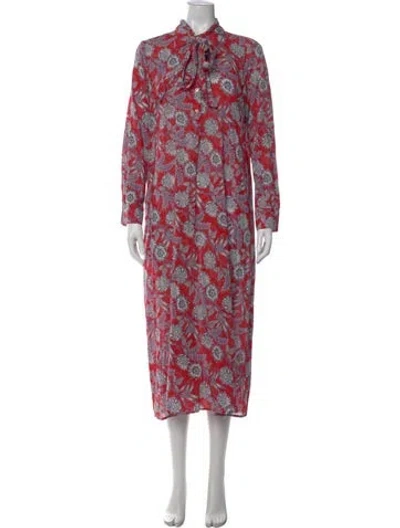 Pre-owned Xirena Floral Print Midi Length Dress In Red