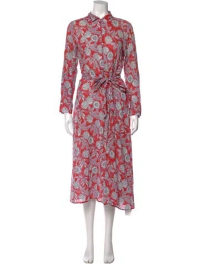 Pre-owned Xirena Floral Print Midi Length Dress In Red