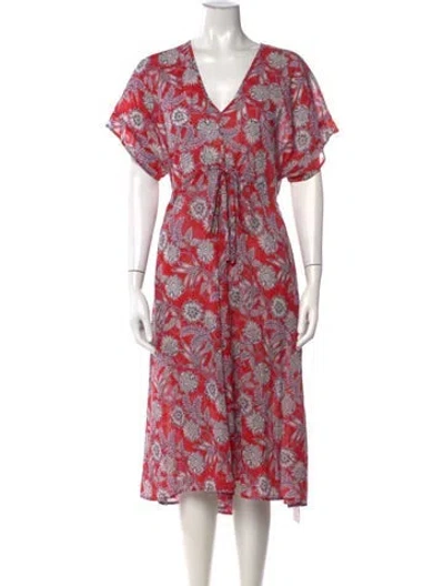Pre-owned Xirena Floral Print Midi Length Dress In Red