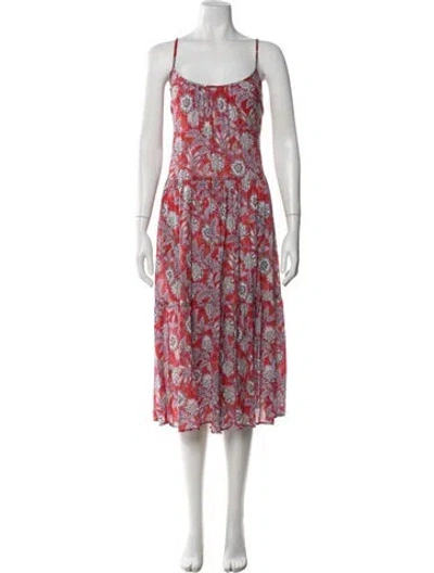 Pre-owned Xirena Floral Print Midi Length Dress In Red