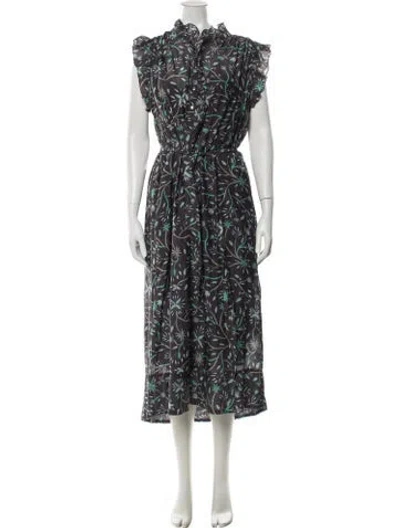 Pre-owned Xirena Floral Print Midi Length Dress W/ Tags In Purple