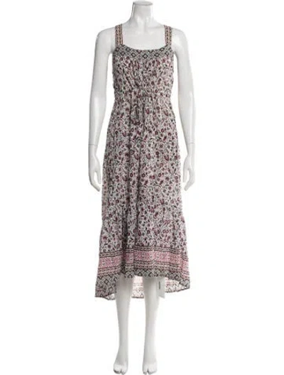 Pre-owned Xirena Floral Print Midi Length Dress In White