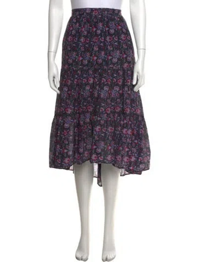 Pre-owned Xirena Floral Print Midi Length Skirt In Black