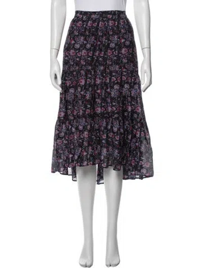 Pre-owned Xirena Floral Print Midi Length Skirt In Black