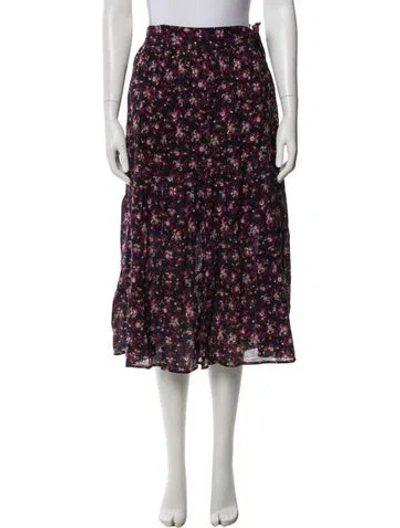 Pre-owned Xirena Floral Print Midi Length Skirt In Blue
