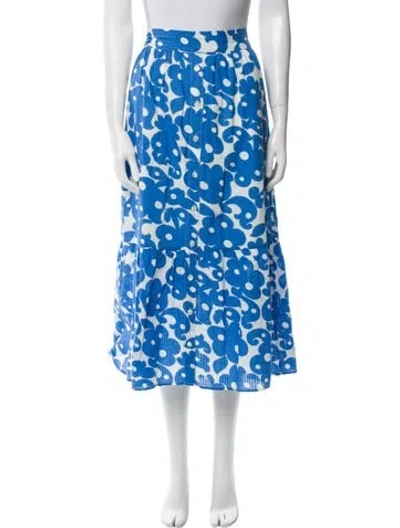 Pre-owned Xirena Floral Print Midi Length Skirt In Blue