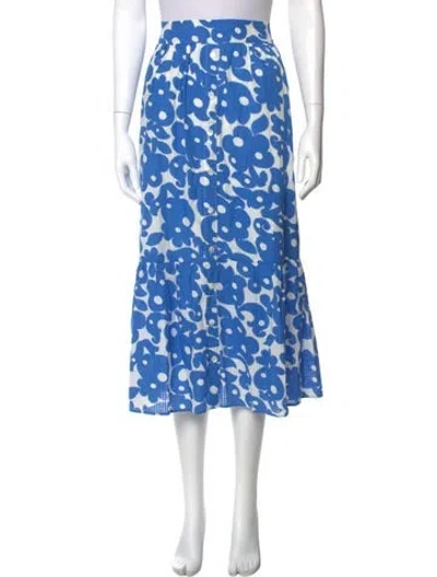 Pre-owned Xirena Floral Print Midi Length Skirt In Blue