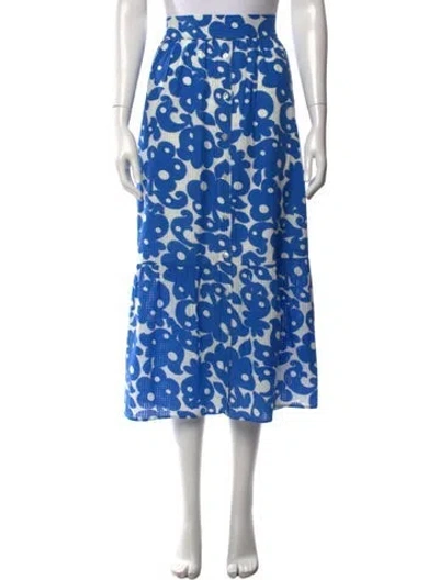 Pre-owned Xirena Floral Print Midi Length Skirt In Blue