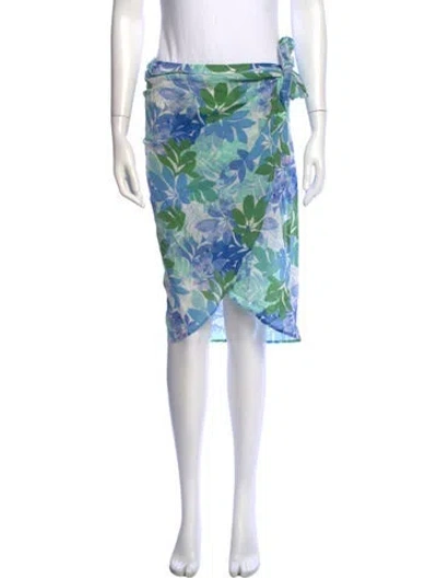 Pre-owned Xirena Floral Print Midi Length Skirt In Blue