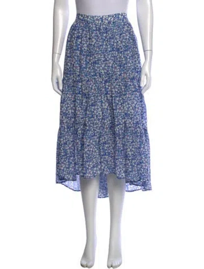 Pre-owned Xirena Floral Print Midi Length Skirt In Blue