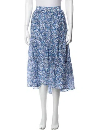 Pre-owned Xirena Floral Print Midi Length Skirt In Blue
