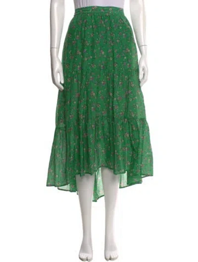 Pre-owned Xirena Floral Print Midi Length Skirt In Green