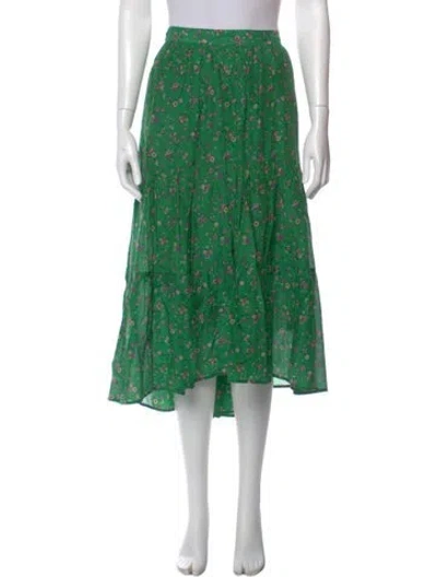 Pre-owned Xirena Floral Print Midi Length Skirt In Green