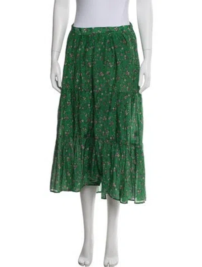 Pre-owned Xirena Floral Print Midi Length Skirt In Green