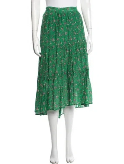 Pre-owned Xirena Floral Print Midi Length Skirt In Green
