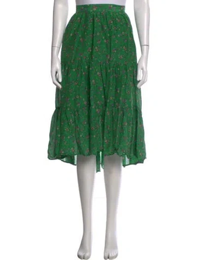 Pre-owned Xirena Floral Print Midi Length Skirt In Green