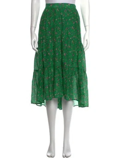 Pre-owned Xirena Floral Print Midi Length Skirt In Green