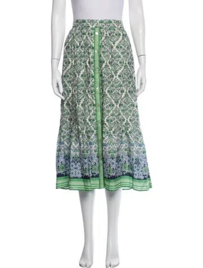 Pre-owned Xirena Floral Print Midi Length Skirt In Green
