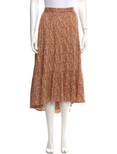 Pre-owned Xirena Floral Print Midi Length Skirt In Orange