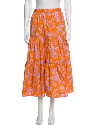 Pre-owned Xirena Floral Print Midi Length Skirt In Orange