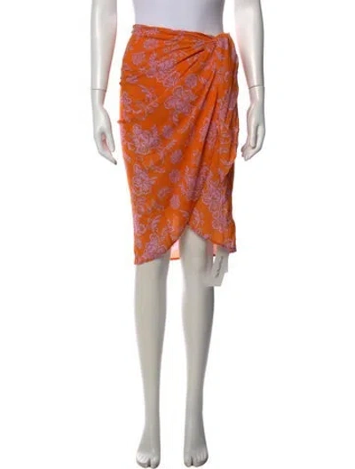 Pre-owned Xirena Floral Print Midi Length Skirt In Orange
