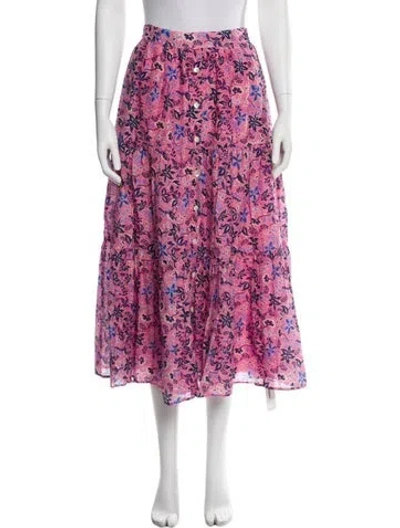 Pre-owned Xirena Floral Print Midi Length Skirt In Pink