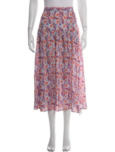 Pre-owned Xirena Floral Print Midi Length Skirt In Pink