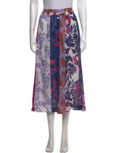 Pre-owned Xirena Floral Print Midi Length Skirt In Purple