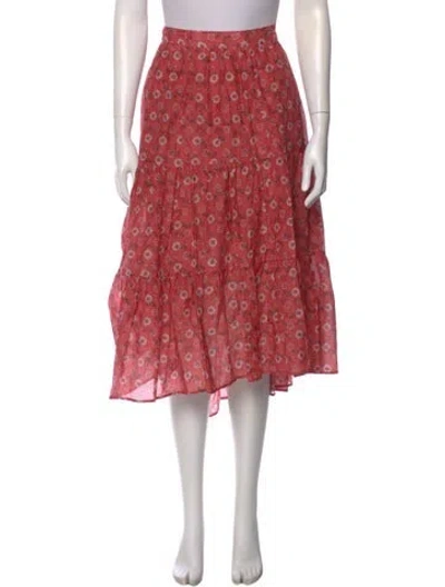 Pre-owned Xirena Floral Print Midi Length Skirt In Red