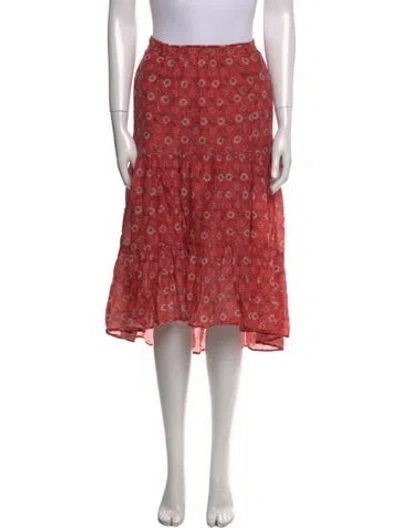 Pre-owned Xirena Floral Print Midi Length Skirt In Red