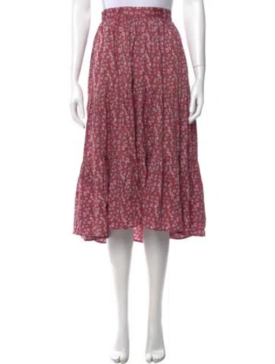 Pre-owned Xirena Floral Print Midi Length Skirt In Red