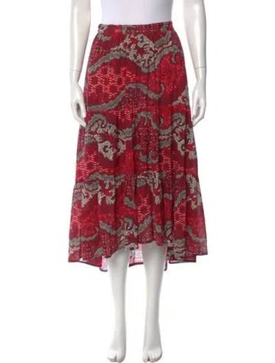 Pre-owned Xirena Floral Print Midi Length Skirt In Red
