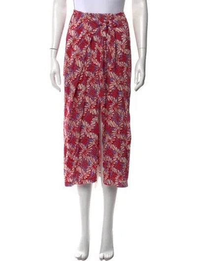 Pre-owned Xirena Floral Print Midi Length Skirt In Red