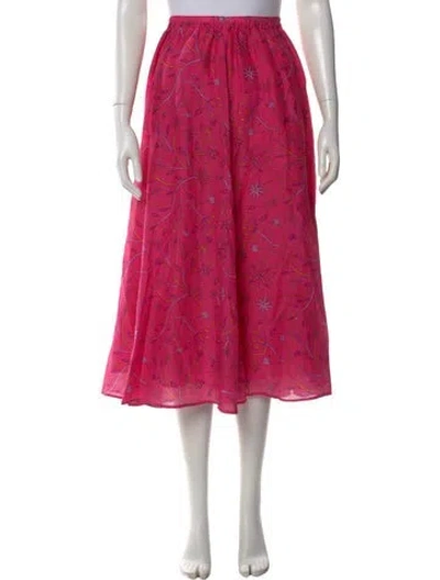 Pre-owned Xirena Floral Print Midi Length Skirt W/ Tags In Pink