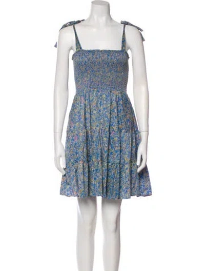 Pre-owned Xirena Floral Print Mini Dress In Blue