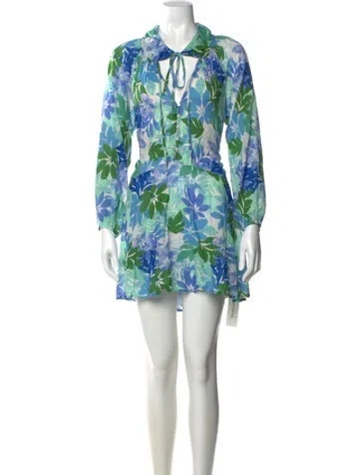 Pre-owned Xirena Floral Print Mini Dress In Blue