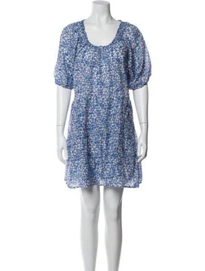Pre-owned Xirena Floral Print Mini Dress In Blue
