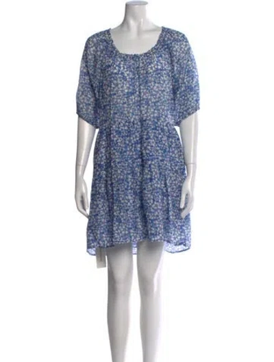 Pre-owned Xirena Floral Print Mini Dress In Blue
