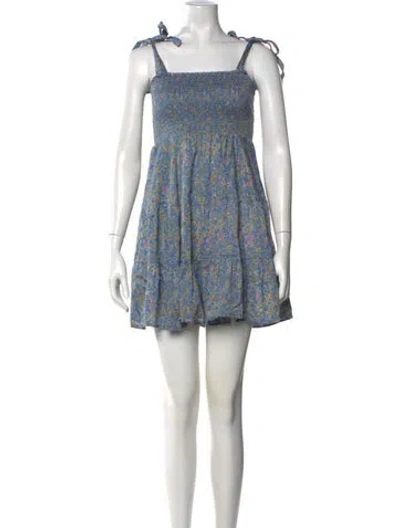 Pre-owned Xirena Floral Print Mini Dress In Blue