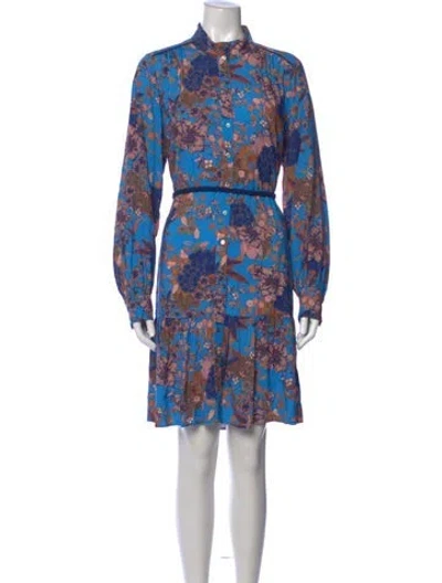 Pre-owned Xirena Floral Print Mini Dress In Blue