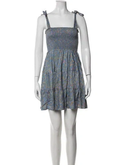 Pre-owned Xirena Floral Print Mini Dress In Blue