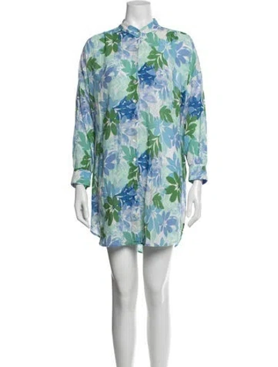 Pre-owned Xirena Floral Print Mini Dress In Blue