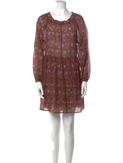 Pre-owned Xirena Floral Print Mini Dress In Brown