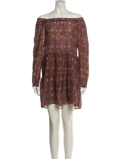 Pre-owned Xirena Floral Print Mini Dress In Brown