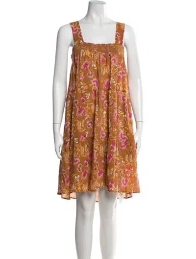 Pre-owned Xirena Floral Print Mini Dress In Brown