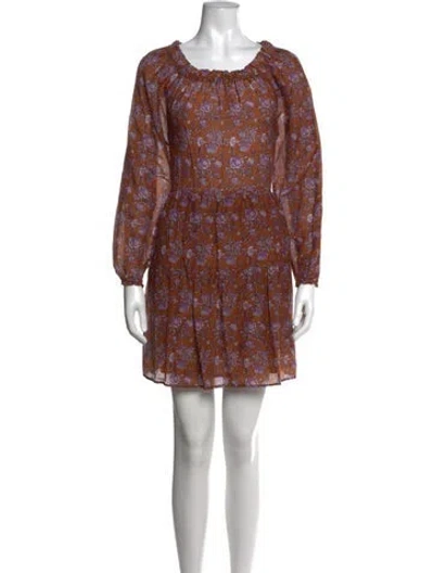 Pre-owned Xirena Floral Print Mini Dress In Brown/purple
