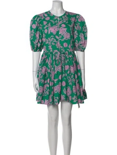 Pre-owned Xirena Floral Print Mini Dress In Green